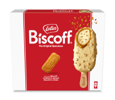 Boîte de 4 bâtonnets glacés L’original Lotus Biscoff au chocolat blanc